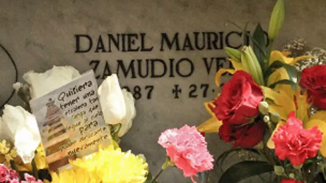 Nicho temporal de Daniel Zamudio en Cementerio General Santiago