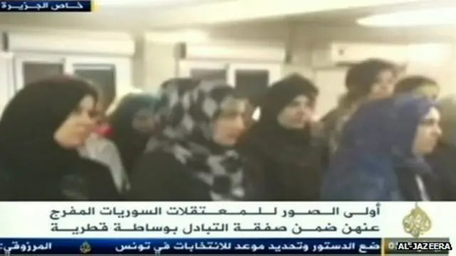 Gambar para tahanan perempuan yang ditayangkan Al-Jazeera.