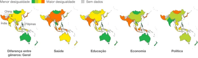 mapa de desigualdade de gênero Ásia