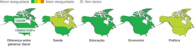 mapa desigualdade de gênero América do Norte