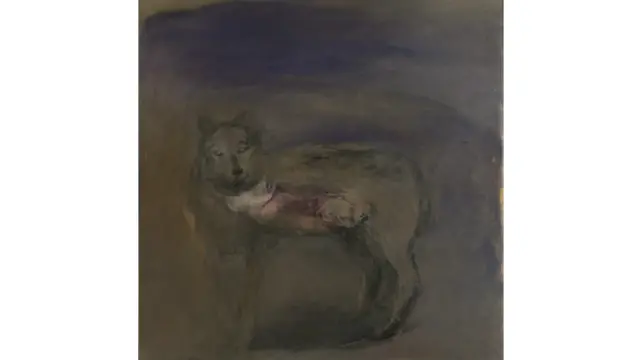 اثری بدون عنوان از ناصر حسین. این نقاش تحصیلات خود در زمینه هنرهای زیبا را در دانشگاه‌های دمشق و دوسلدرف انجام داده است