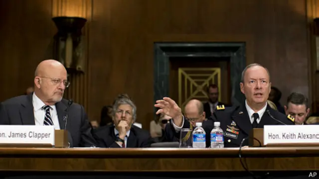 کیت الکساندر و جیمز کلپر در جلسه کمیته اطلاعاتی مجلس نمایندگان آمریکا
