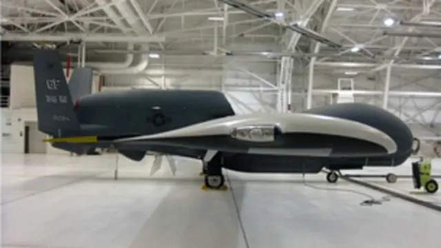 امریکی جاسوس طیارہ گلوبل ہاک ہتھیاروں سے لیس نہیں ہے لیکن اس کے بارے میں راز داری برتری جا رہی ہے