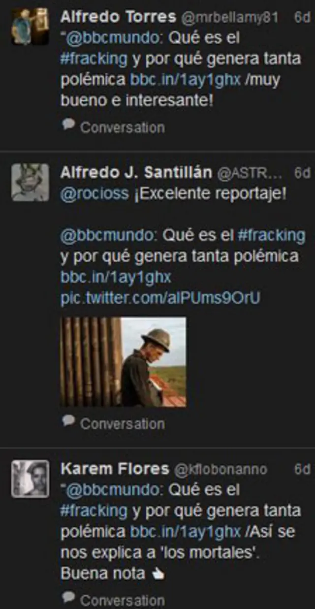 Mensajes sobre el especial de BBC Mundo sobre Fracking