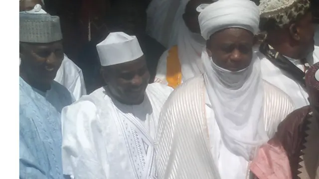 Sarkin Musulmi, Alhaji Muhammad Sa'ad Abubakar da Shugaban Majalisar Wakilan Nigeria, Hon Aminu Waziri Tambuwal da kuma Gwamnan jihar Kebbi, Saidu Usman Dakingari