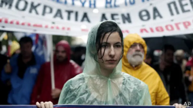 Участники забастовки в Греции