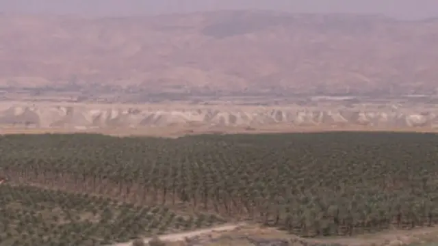 Vale do Rio Jordão, na Cisjordânia. Foto: reprodução de vídeo/BBC