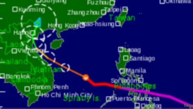 Dự đoán hướng đi của bão từ cơ quan dự đoán nước ngoài TRS