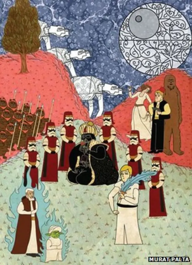 تصویرسازی "جنگ ستارگان" به سبک نگارگری عثمانی