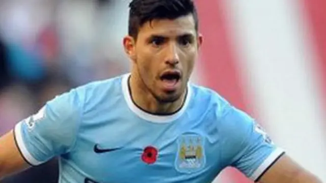 阿圭罗本赛季以8粒进球并列领跑射手榜