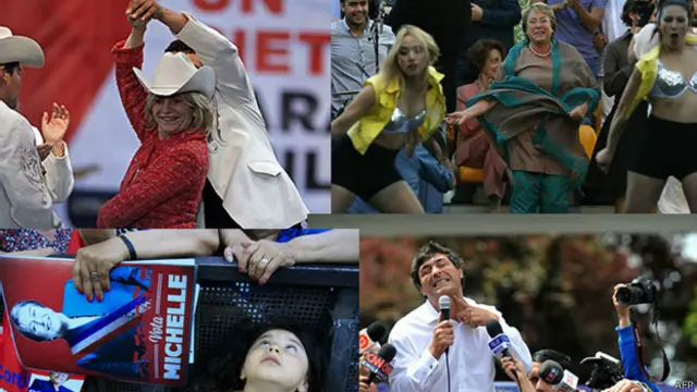 Montagem de candidatos à presidência do Chile | Crédito: AFP