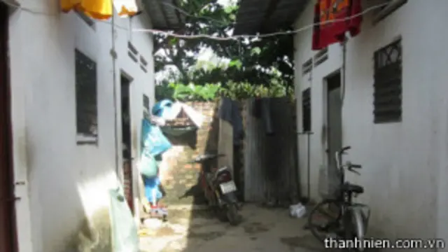 Xóm trọ của gia đình nạn nhân