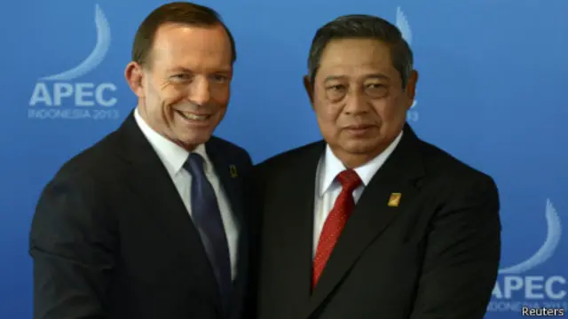 Thủ tướng Úc Tony Abbott và tổng thống Indonesia tại hội nghị APEC 2013