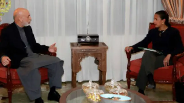 میرمن رایس هم کې تړون ژر لاسلیک نه شي ښايي له افغانستانه د خپلو ټولو ځواکونو پر وتلو غور وکړي.