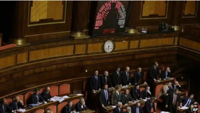 احتدم الجدل في مجلس الشيوخ الإيطالي قبيل لحظة التصويت.