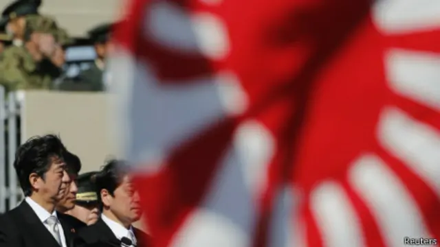 日本首相安倍晋三在东京某基地检阅自卫队部队（27/10/2013）