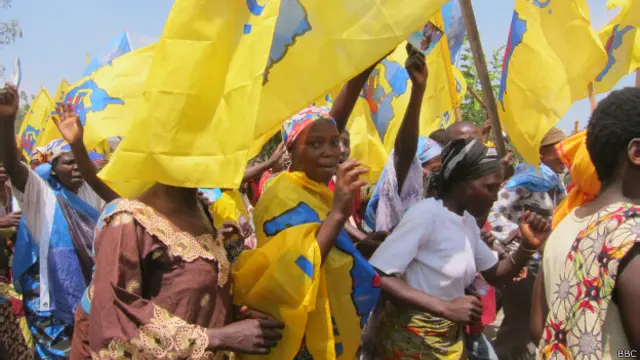 Comité d'accueil à Rutshuru pour Joseph Kabila, le 29 novembre 2013.