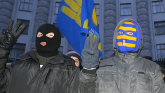 Manifestantes en Ucrania