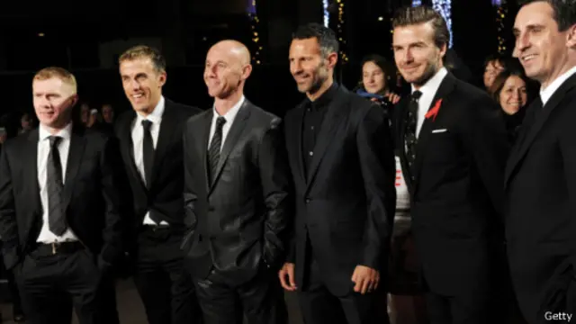 Paul Scholes, Phil Neville, Nicky Butt, Ryan Giggs, David Beckham Gary Neville