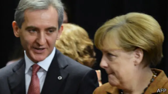 Премьер-министр Молдавии Юрие Лянкэ и канцлер Германии Ангела Меркель на саммите ЕС в Вильнюсе, 29.12.13