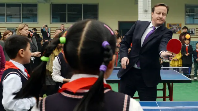 卡梅伦打乒乓球