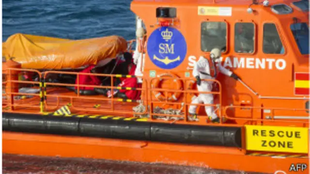 La guardia costera escolta migrantes interceptados cerca de puertos del sur de España