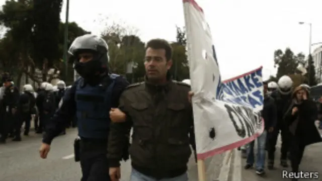 Участники акции протеста в Греции