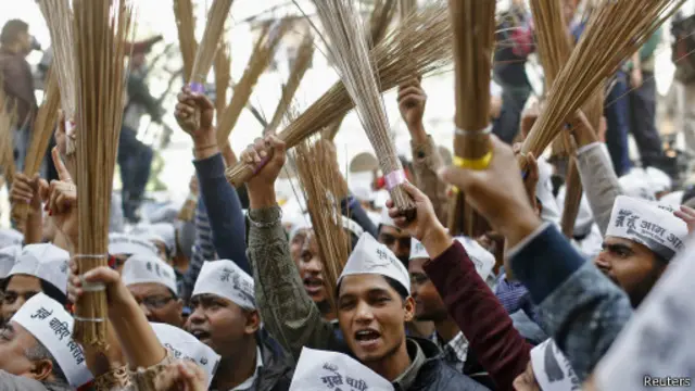 عام آدمی پارٹی کا انتخابی نشان جھاڑو ہے جو سیاست میں صفائی کی علامت ہے