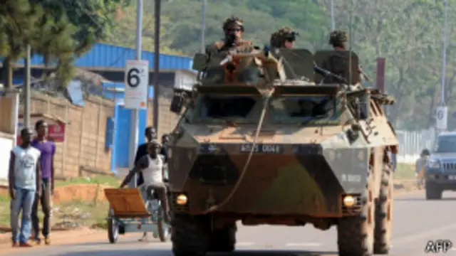 在班吉巡邏的法軍士兵