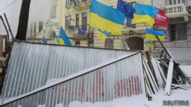 Campamento de manifestantes en Kiev, Ucrania