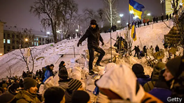 manifestantes en Kiev, Ucrania