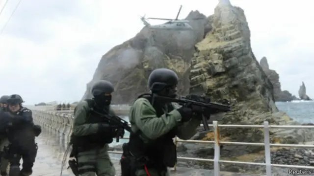 韩国在独岛（日本称竹岛）演习