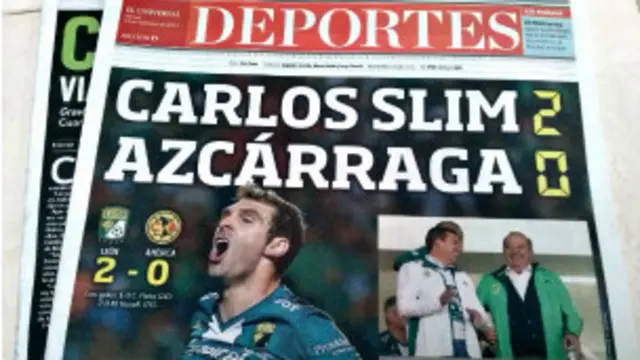 Portada del diario El Universal anunciando el resultado de un encuentro de fútbol entre Leon y América