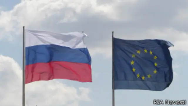 Флаги ЕС и России