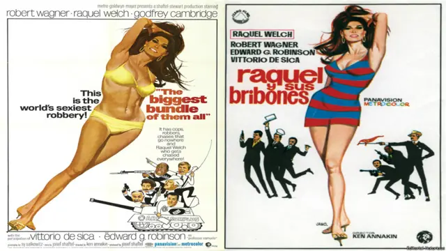 O livro "La censura franquista en el cartel de cine" mostra vários cartazes de filmes censurados como “The Biggest Bundle”, de 1968. A atriz Raquel Welch, de biquini, teve o corpo coberto, mas as pernas continuaram à mostra, assim como o decote na versão espanhola.