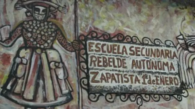 Escuela zapatista en el Caracol de Oventic, en Chiapas.