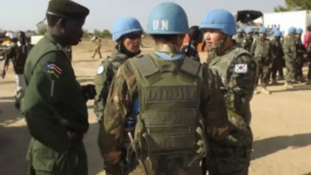 在Bor市的南蘇丹政府軍士兵。