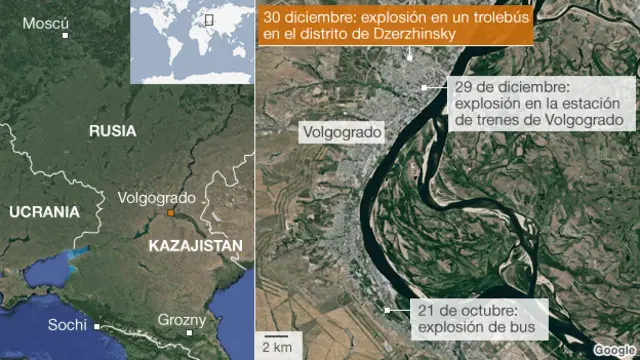 Mapa de los atentados