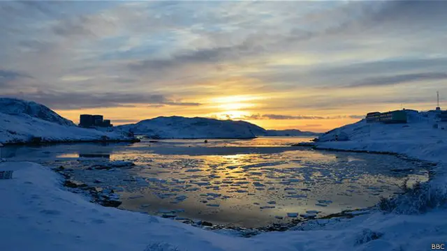 Puesta de sol en Narsaq Harbour