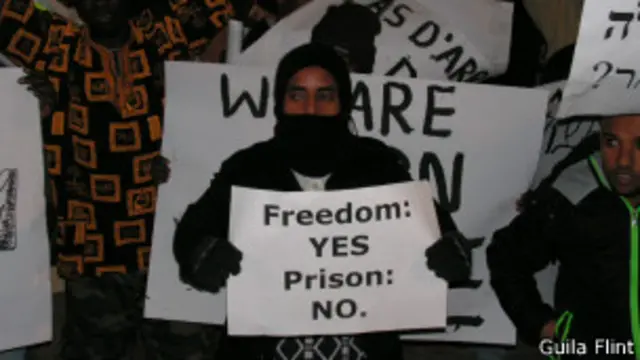 Refugiados africanos protestam em Tel Aviv | Foto: Guila Flint