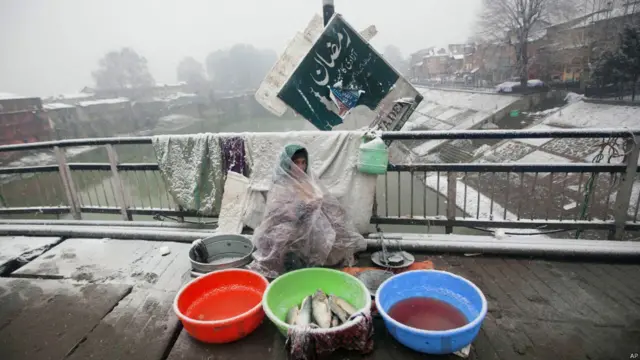 भारत प्रशासित कश्मीर में बर्फबारी