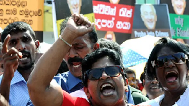 යුද අපරාධ පරීක්ෂණ විරෝධී ආණ්ඩු පාක්ෂික උද්ඝෝෂණයක්