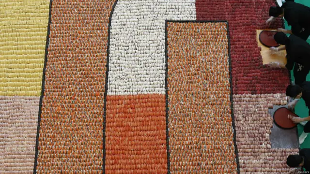 एक तरह के जापानी भोजन 'सूशी' से पच्चीकारी