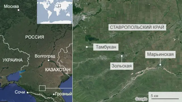 Места убийств в Ставропольском крае на карте