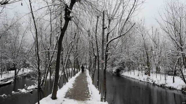 भारत प्रशासित कश्मीर में बर्फबारी
