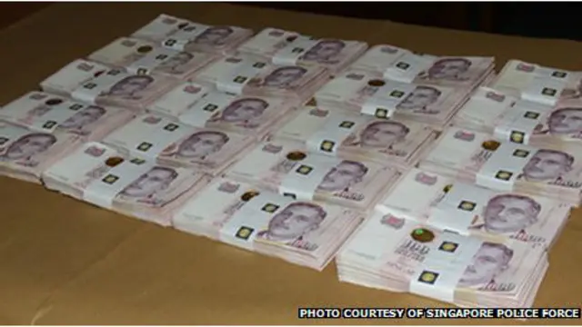 追回的赎金（新加坡警方提供图片）