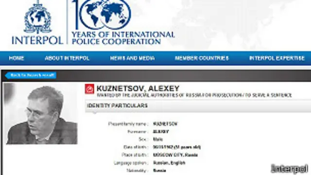 Кузнецов на сайте Интерпола