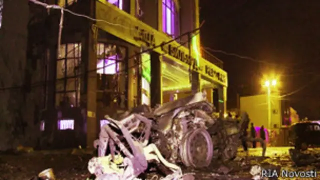 На месте взрыва у ресторана в Махачкале