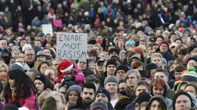 Protesto antirracismo em Estocolmo, em dezembro (Reuters)