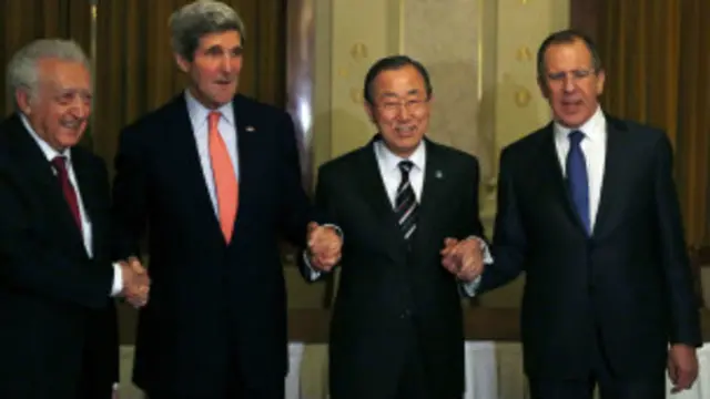 د څلوېښتو هېوادونو د بهرنیو چارو وزیرانو د سوریې سولې کنفرانس کې ګډون کړی.